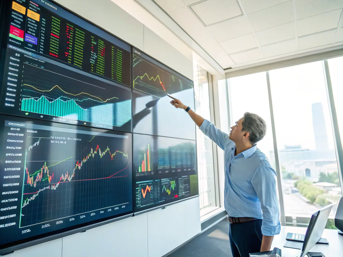 An image representing the financial sector, such as a stock market chart or a modern banking environment.